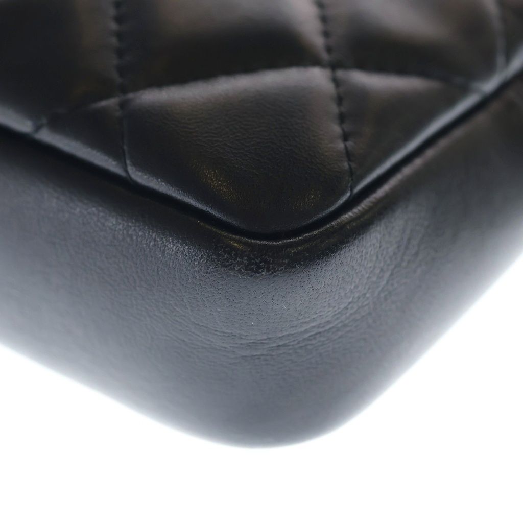 Chanel Quilted Lambskin Leather Shoulder Waist Mini Bag Black Gold 29 — view 5