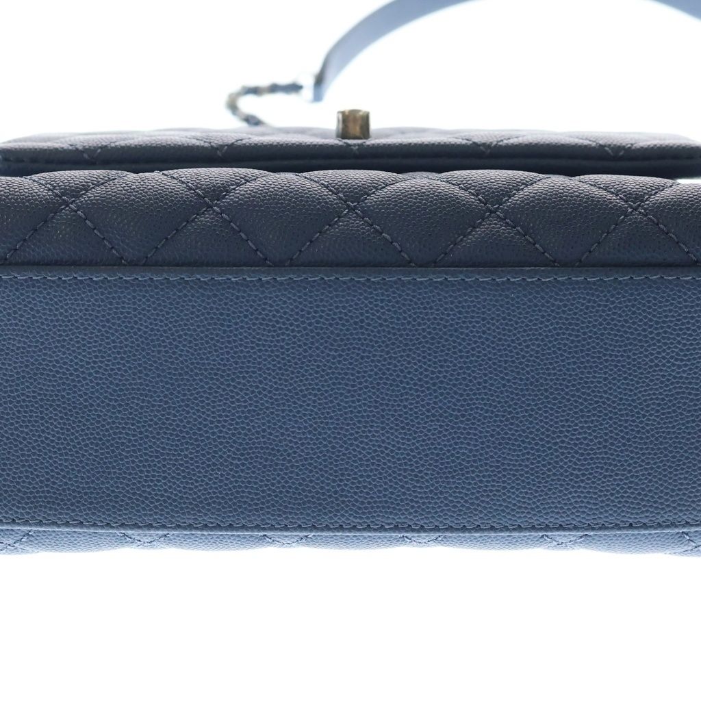 Chanel Coco Handle 24 XS Caviar Leather Silver 2-Way Shoulder Bag Blue — view 4