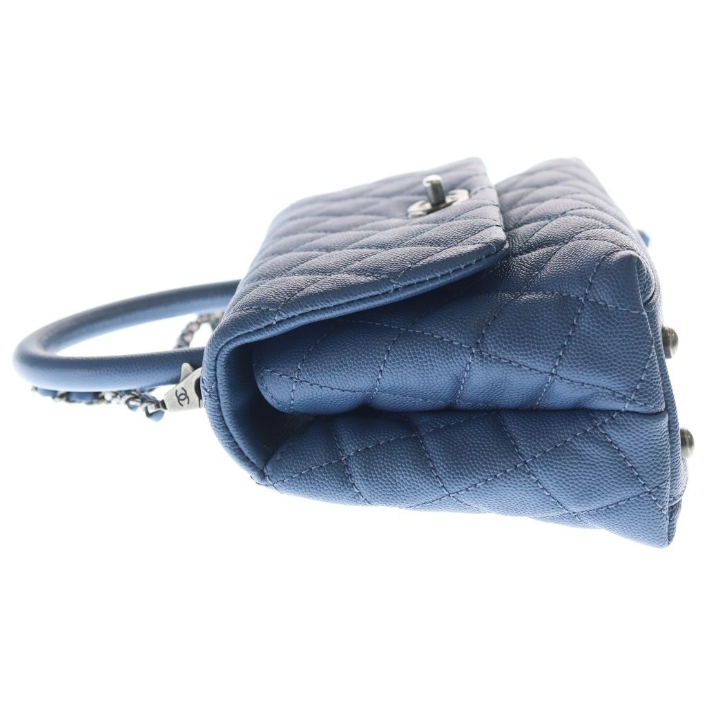 Chanel Coco Handle 24 XS Caviar Leather Silver 2-Way Shoulder Bag Blue — view 3