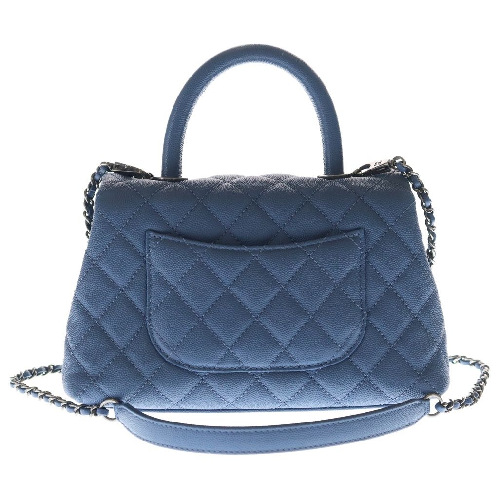 Chanel Coco Handle 24 XS Caviar Leather Silver 2-Way Shoulder Bag Blue — view 2