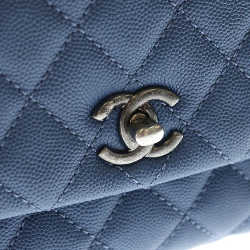 Chanel Coco Handle 24 XS Caviar Leather Silver 2-Way Shoulder Bag Blue — view 6