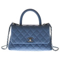 Chanel Coco Handle 24 XS Caviar Leather Silver 2-Way Shoulder Bag Blue