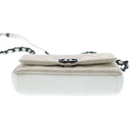 Chanel CC Logo Small Flap Shoulder Bag Chain White Caviar Leather Black — view 4