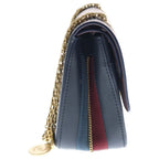 Chanel 2.55 Medal Charm Leather Double Flap Chain Shoulder Bag Navy Gold — view 3