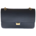 Chanel 2.55 Medal Charm Leather Double Flap Chain Shoulder Bag Navy Gold