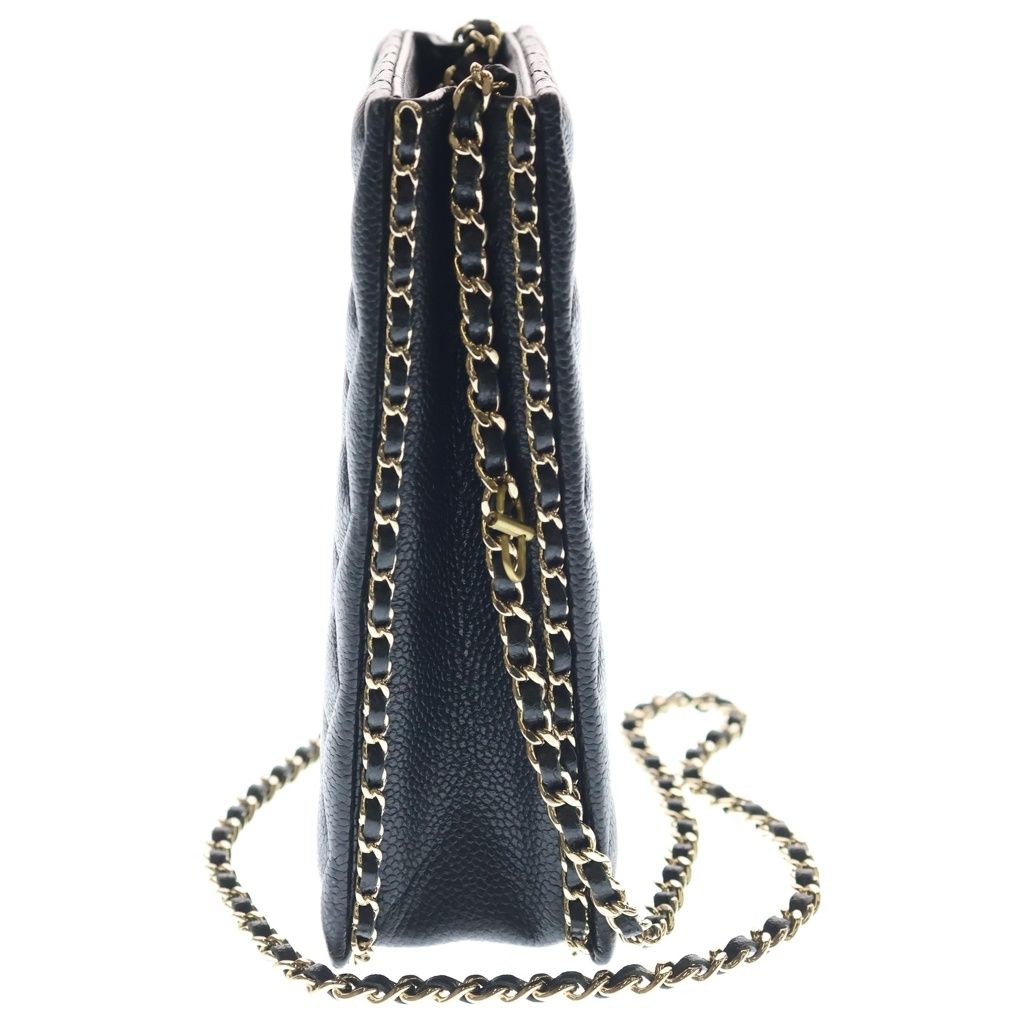 Chanel Evening Chain Mini Shoulder Bag Black Caviar Leather Gold — view 3