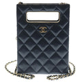 Chanel Evening Chain Mini Shoulder Bag Black Caviar Leather Gold