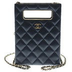 Chanel Evening Chain Mini Shoulder Bag Black Caviar Leather Gold