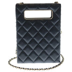 Chanel Evening Chain Mini Shoulder Bag Black Caviar Leather Gold — view 2