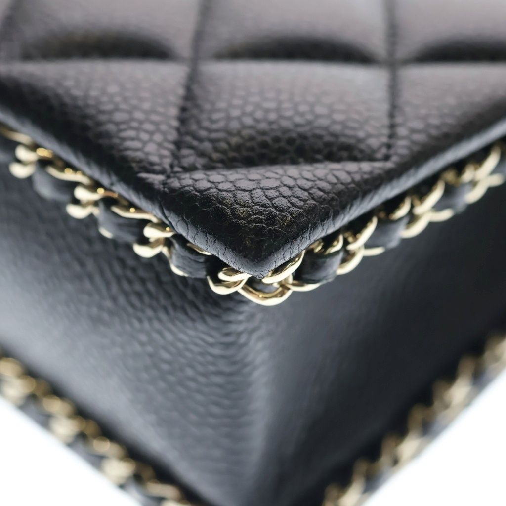Chanel Evening Chain Mini Shoulder Bag Black Caviar Leather Gold — view 5