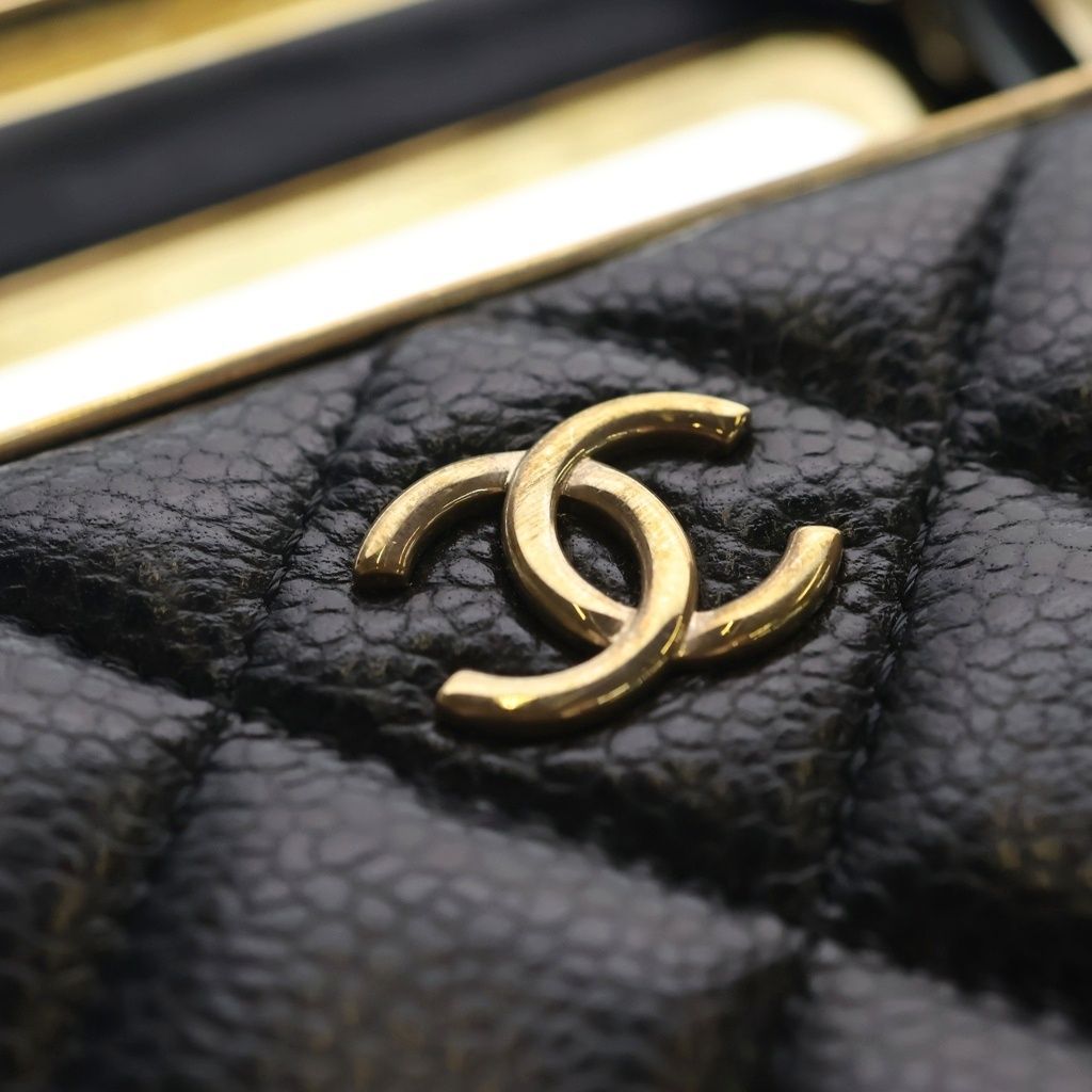 Chanel Evening Chain Mini Shoulder Bag Black Caviar Leather Gold — view 6