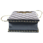 Chanel Evening Chain Mini Shoulder Bag Black Caviar Leather Gold — view 4