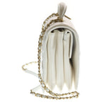 Chanel Quilted Full Flap 2-Way Chain Shoulder Bag White Caviar Leather Gold — view 3