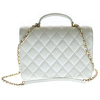 Chanel Quilted Full Flap 2-Way Chain Shoulder Bag White Caviar Leather Gold — view 2