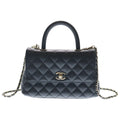 Chanel Coco Handle 24 XS Caviar Leather Gold 2-Way Shoulder Bag Black