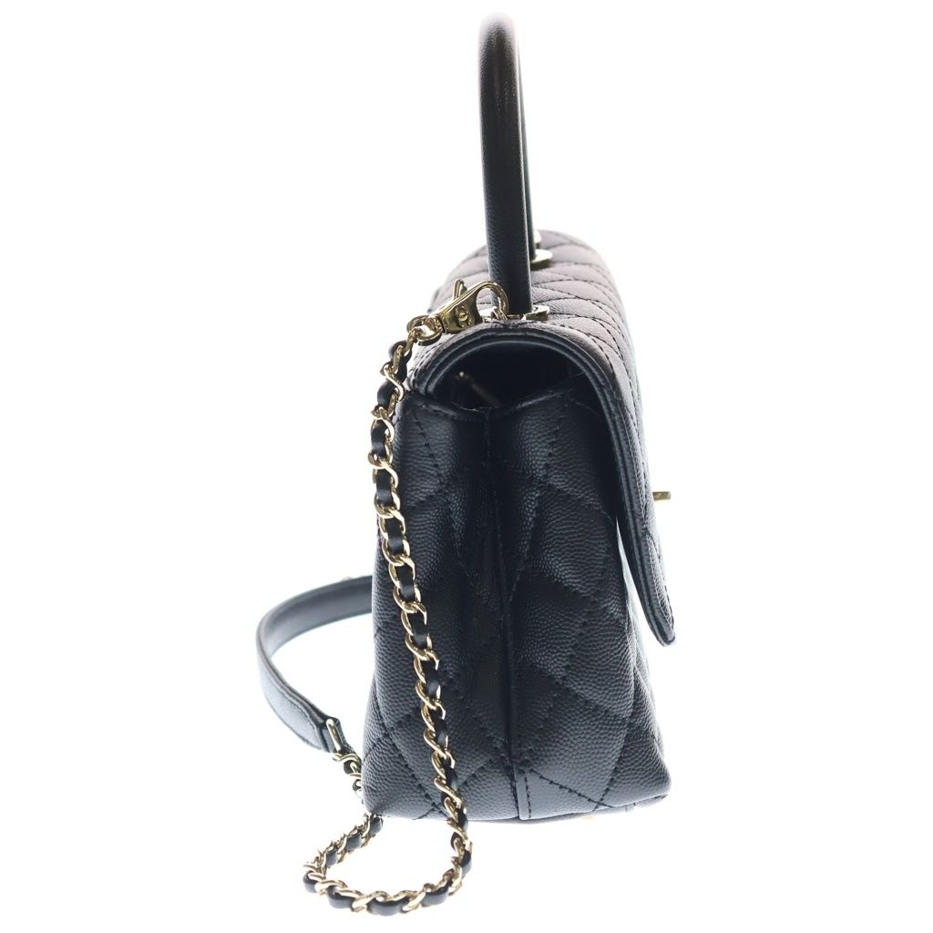 Chanel Coco Handle 24 XS Caviar Leather Gold 2-Way Shoulder Bag Black — view 3