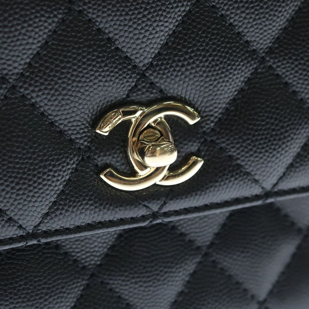 Chanel Coco Handle 24 XS Caviar Leather Gold 2-Way Shoulder Bag Black — view 6