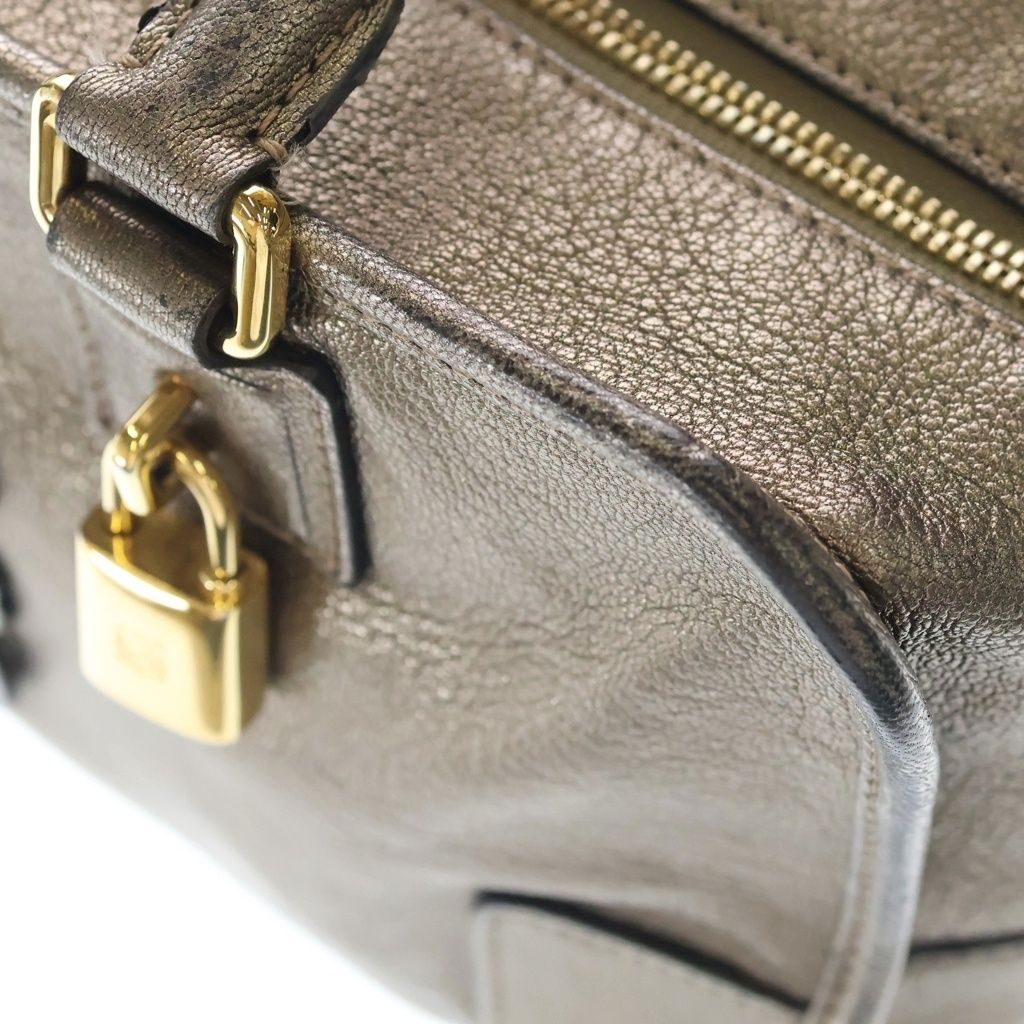 Loewe Amazona 28 Anagram Logo Leather Handbag Gold — view 7