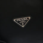 Prada Saffiano Boston Bag Duffle Black Leather Nylon Silver — view 7
