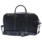 Prada Saffiano Boston Bag Duffle Black Leather Nylon Silver — view 2