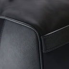 Prada Saffiano Boston Bag Duffle Black Leather Nylon Silver — view 5