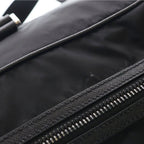 Prada Saffiano Boston Bag Duffle Black Leather Nylon Silver — view 6