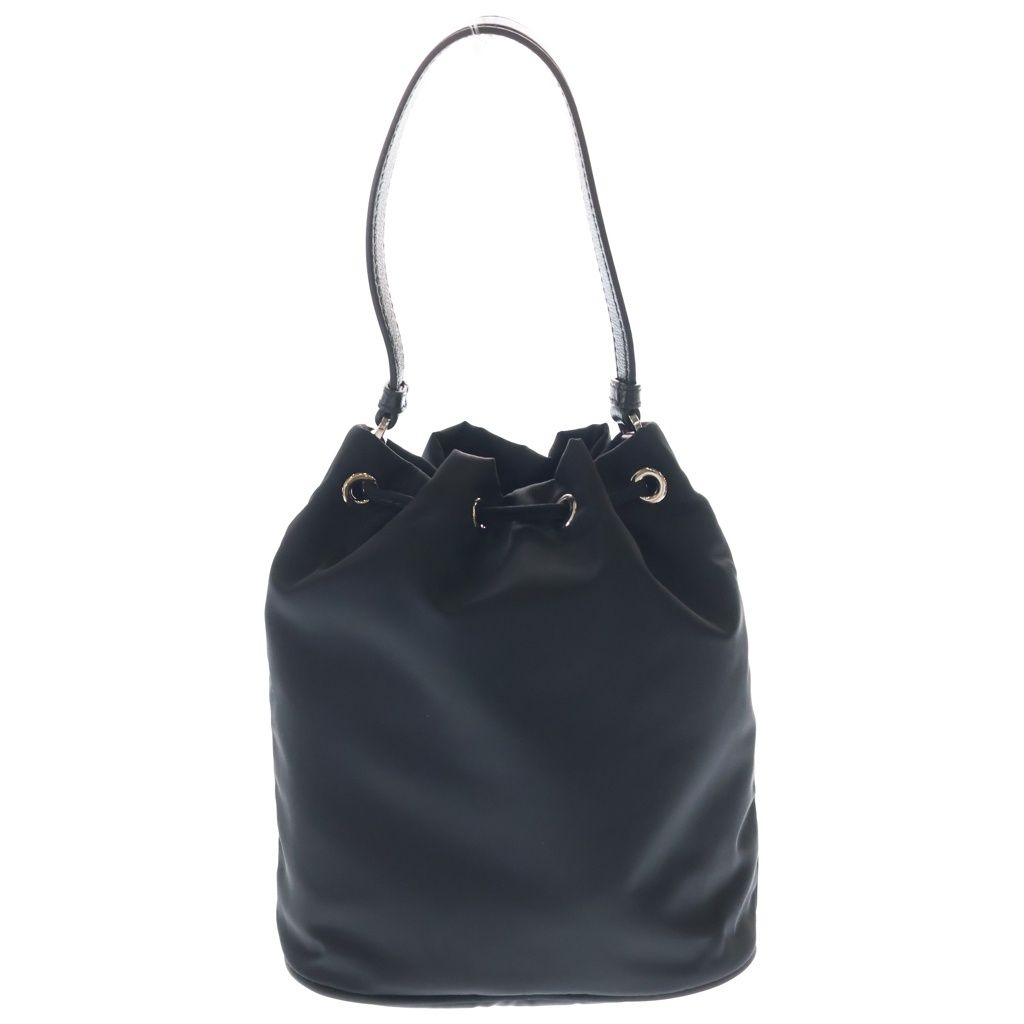 Prada Ri Nylon Triangle Logo Rhinestone Bucket Bag 2-Way Black Silver — view 2