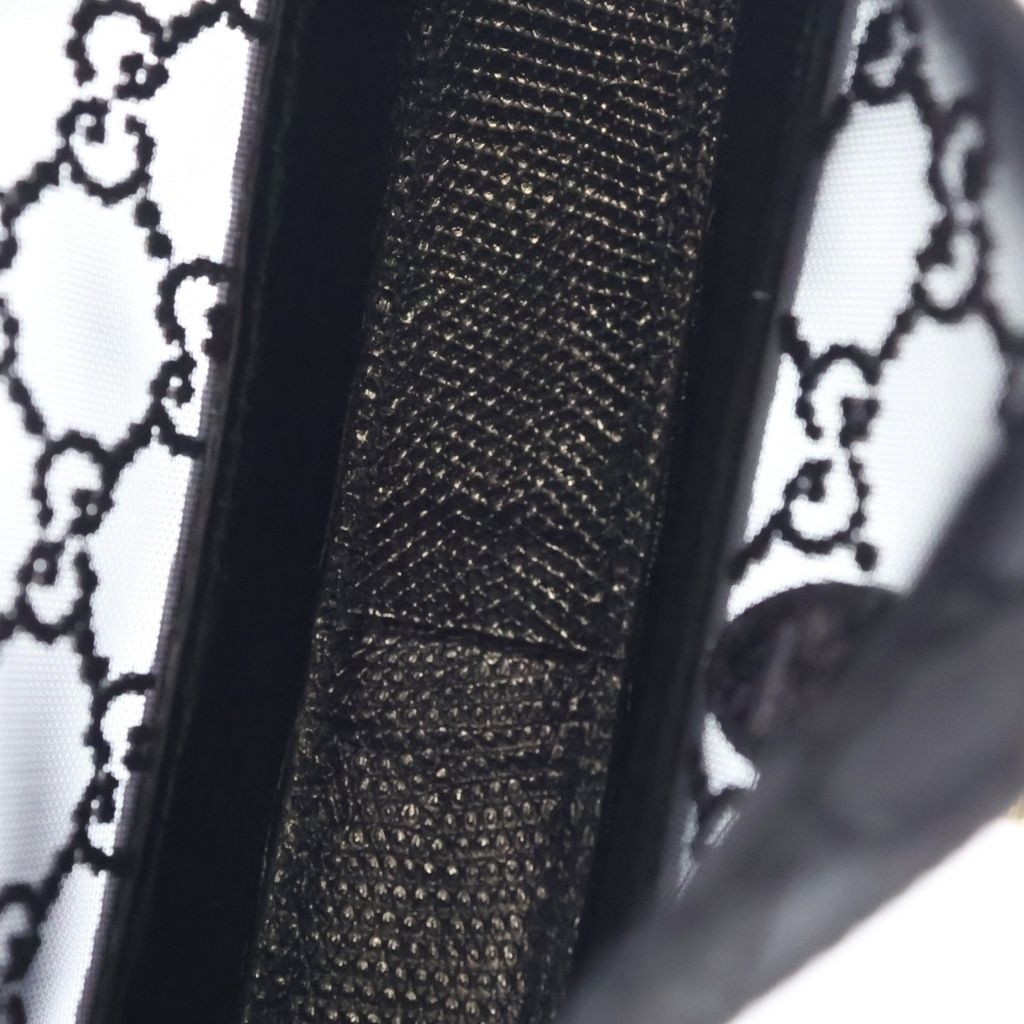 Gucci Jackie Mini Bag GG Crystal 2-Way Chain Black Mesh Embossed Leather Gold — view 7