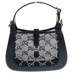 Gucci Jackie Mini Bag GG Crystal 2-Way Chain Black Mesh Embossed Leather Gold — view 2