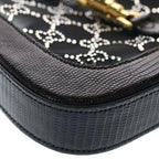 Gucci Jackie Mini Bag GG Crystal 2-Way Chain Black Mesh Embossed Leather Gold — view 5
