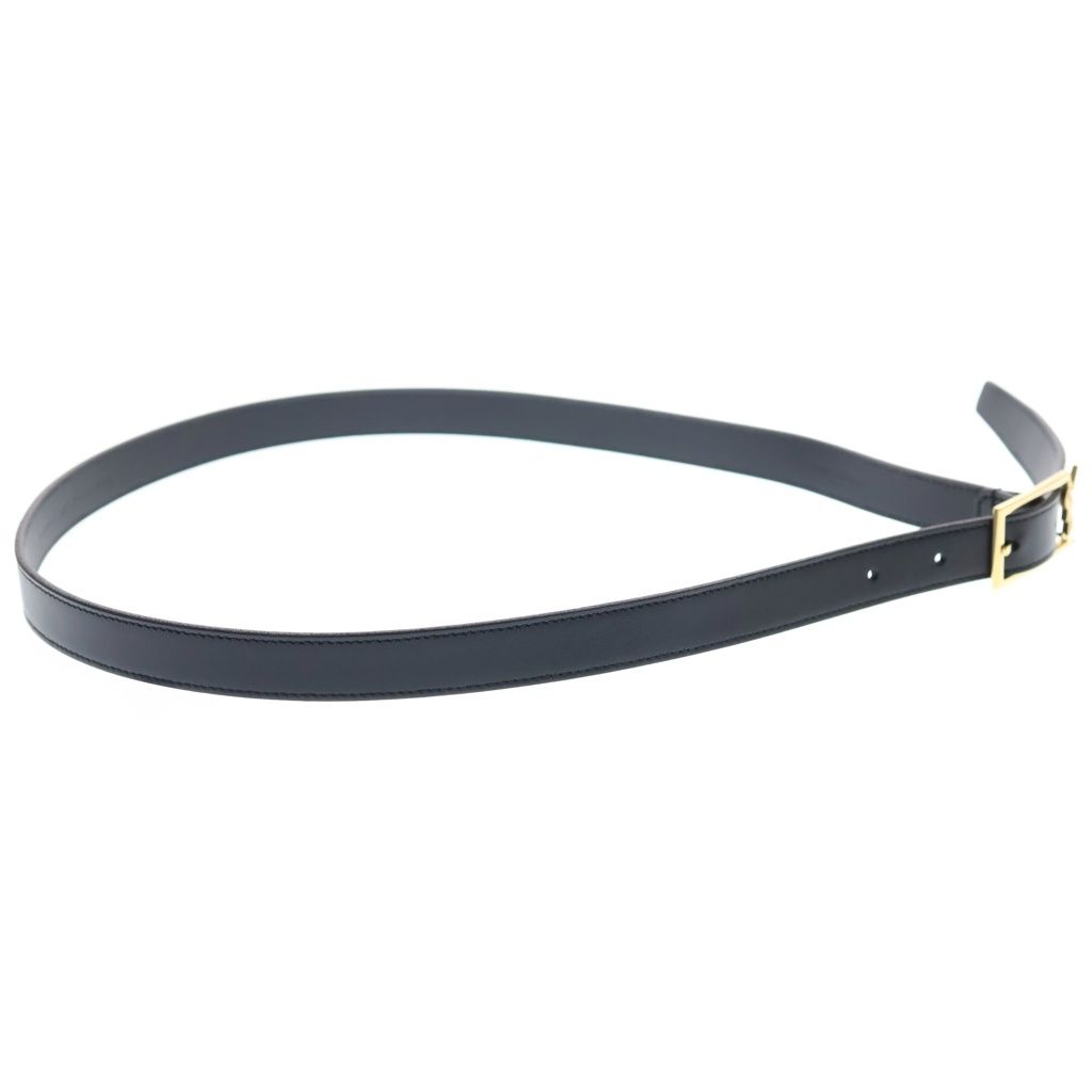 Saint Laurent Paris Cassandra Logo Motif Leather Gold Belt Black — view 3