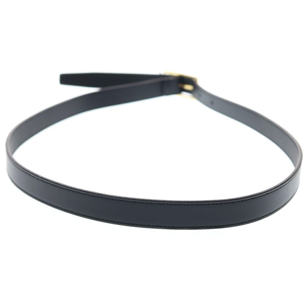 Saint Laurent Paris Cassandra Logo Motif Leather Gold Belt Black — view 2