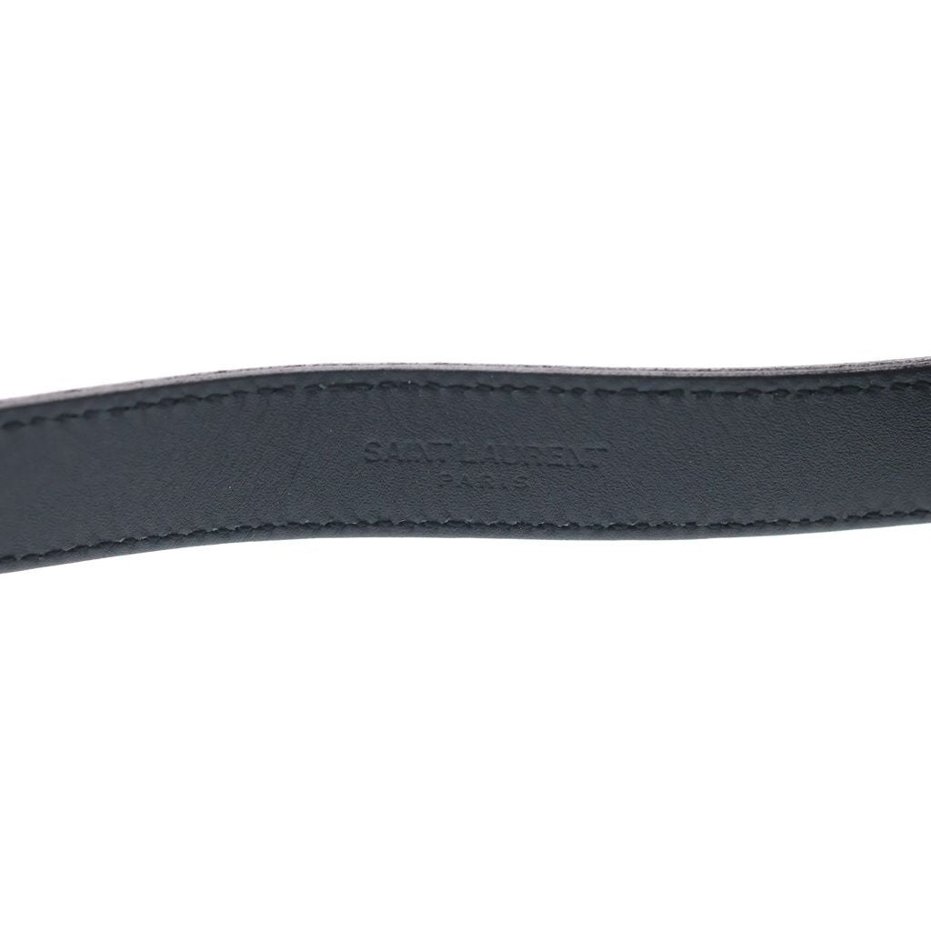 Saint Laurent Paris Cassandra Logo Motif Leather Gold Belt Black — view 5