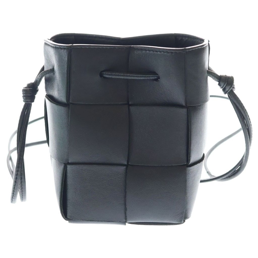 Bottega Veneta Maxi Intrecciato Cassette Mini Bucket Shoulder Bag Leather Black