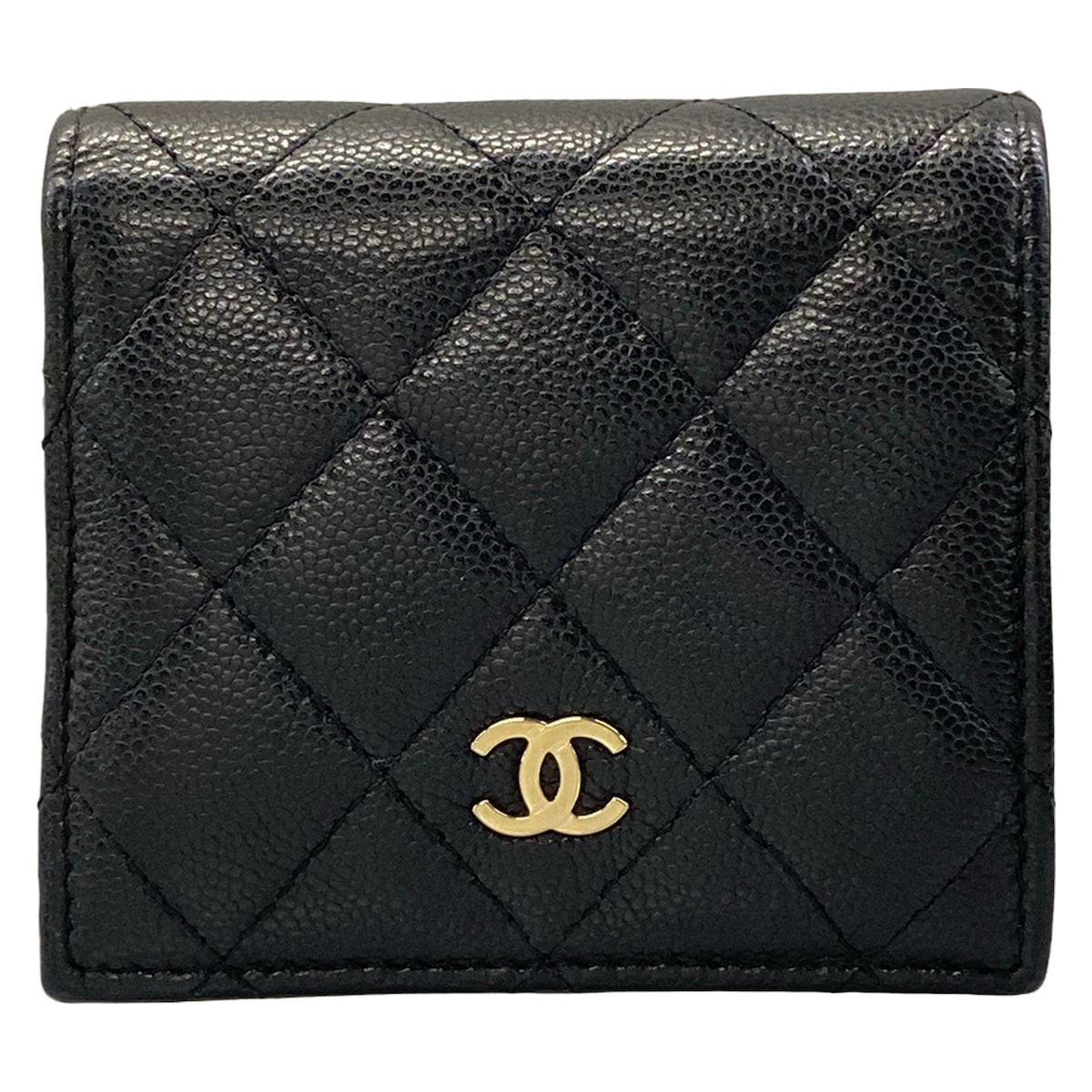 Chanel Bifold Wallet Quilted Black Gold