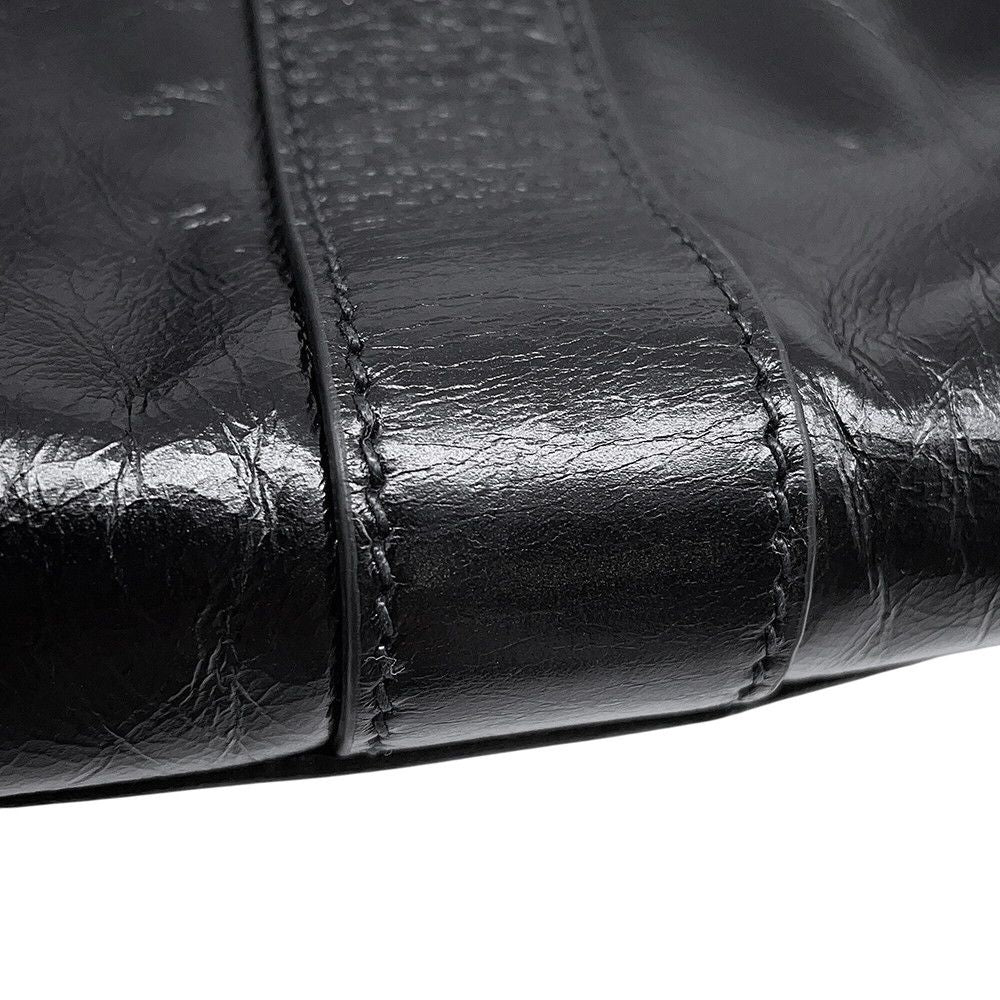 Prada Shoulder Bag Hobo Leather Logo Black — view 8