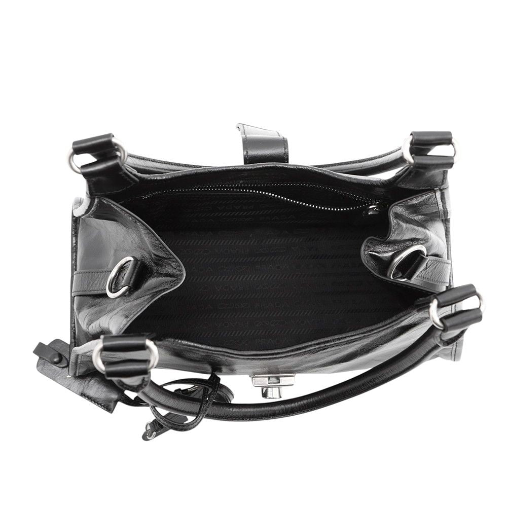 Prada Shoulder Bag Hobo Leather Logo Black — view 5