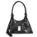 Prada Shoulder Bag Hobo Leather Logo Black