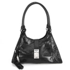 Prada Shoulder Bag Hobo Leather Logo Black