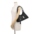 Prada Shoulder Bag Hobo Leather Logo Black — view 4