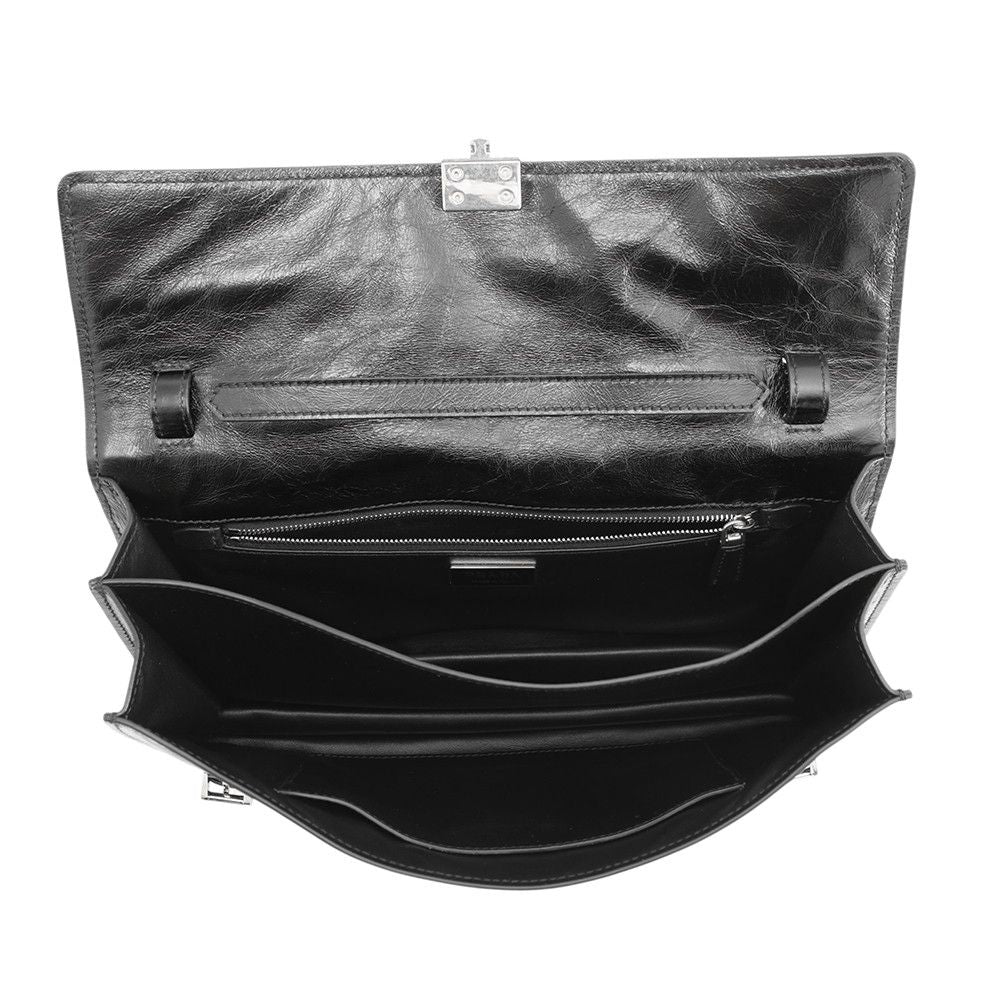 Prada Logo Leather 2-Way Shoulder Bag Black — view 6