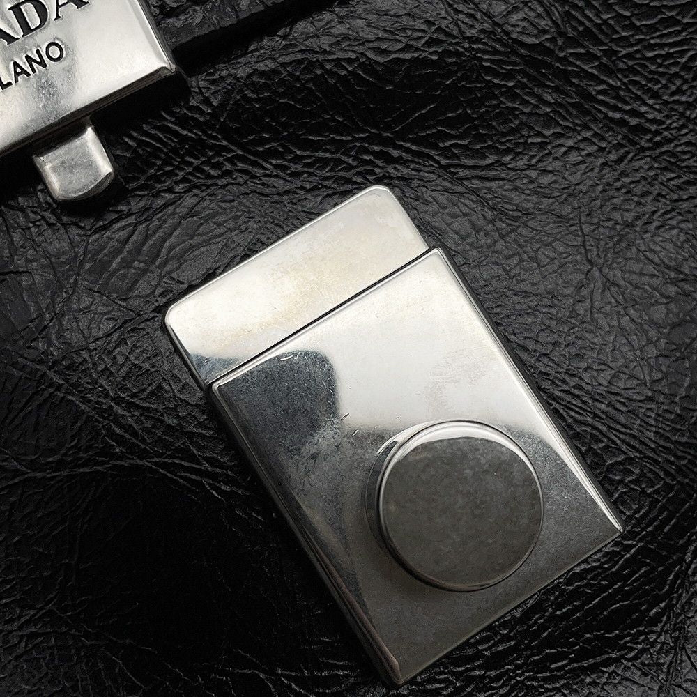 Prada Logo Leather 2-Way Shoulder Bag Black — view 9