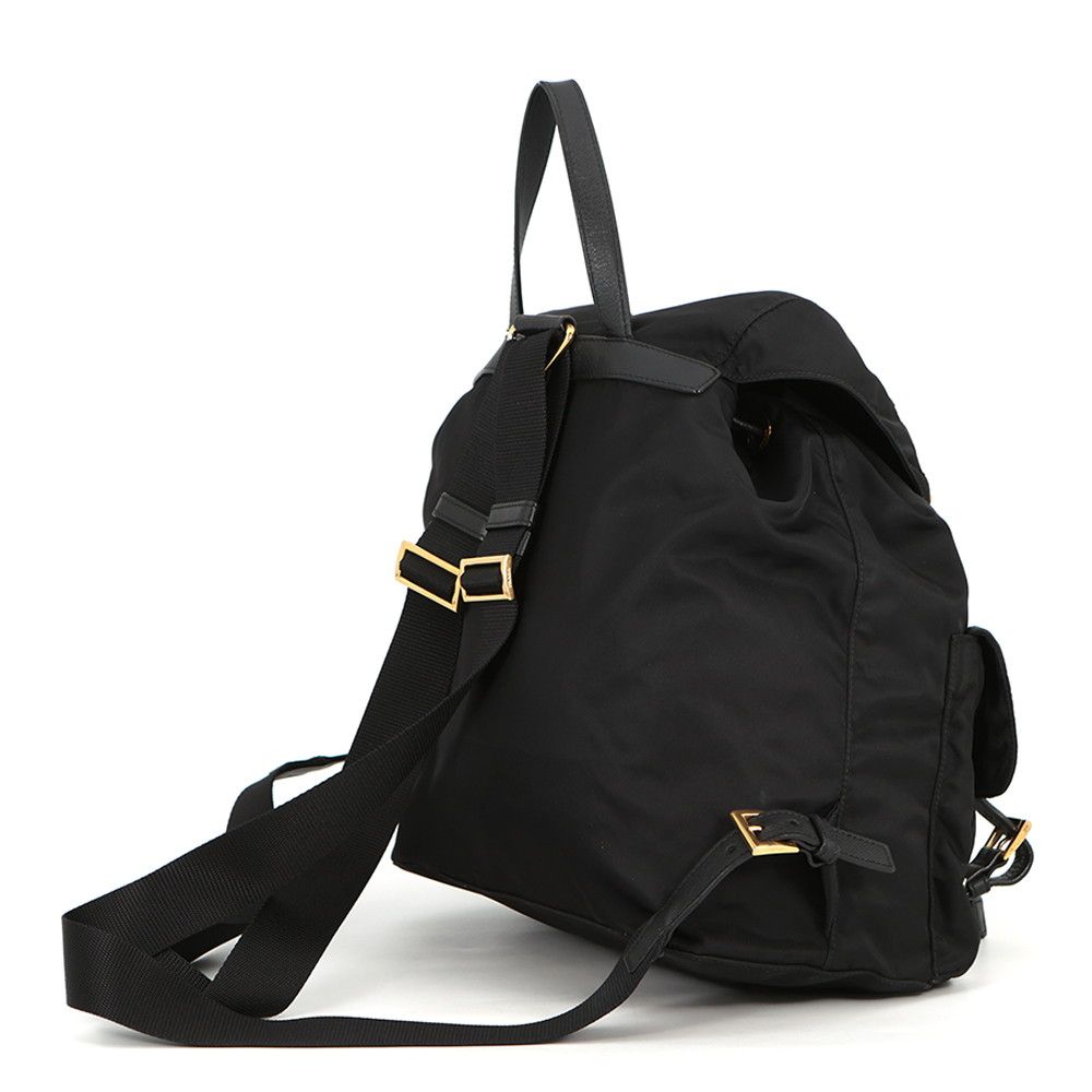 Prada Backpack Nylon Flower Triangle Logo Black — view 2