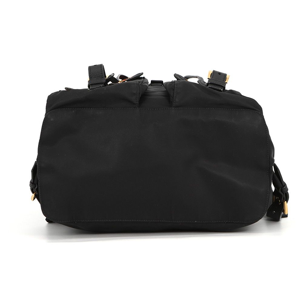 Prada Backpack Nylon Flower Triangle Logo Black — view 3