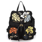 Prada Backpack Nylon Flower Triangle Logo Black
