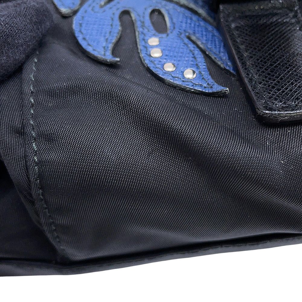 Prada Backpack Nylon Flower Triangle Logo Black — view 6