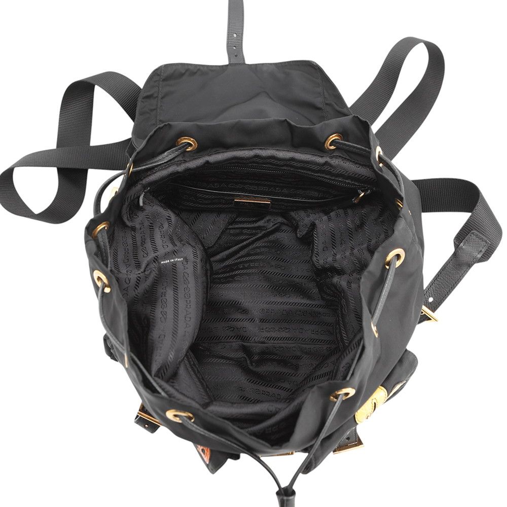 Prada Backpack Nylon Flower Triangle Logo Black — view 5
