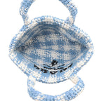 Prada Tote Logo Crochet Small Raffia Handbag — view 5