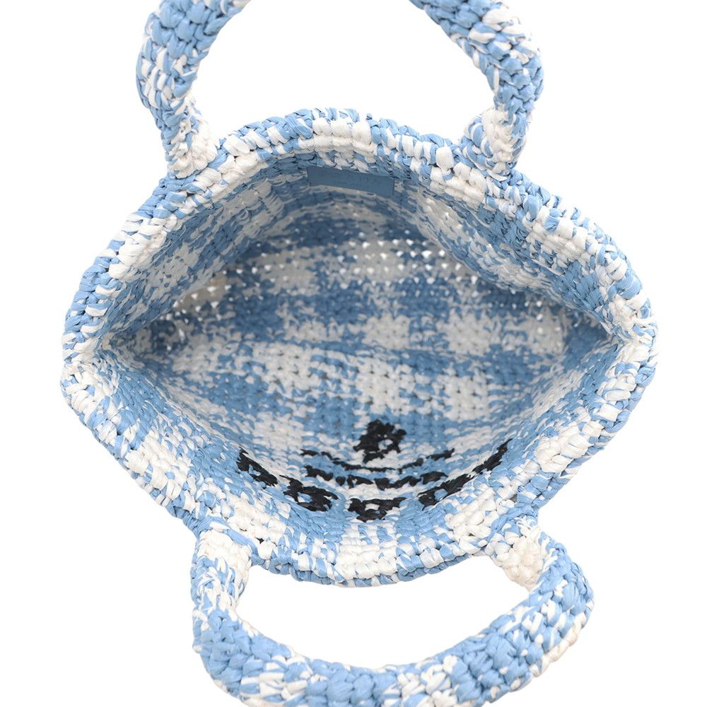 Prada Tote Logo Crochet Small Raffia Handbag — view 5