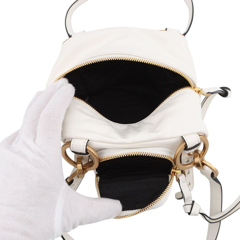 Prada D'ancre Top Handle Mini Dangle Leather Shoulder Bag White — view 5